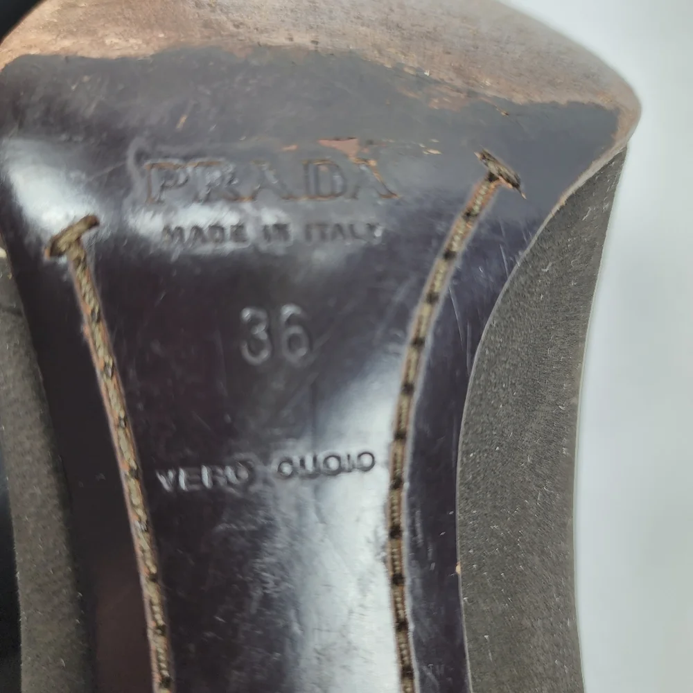 Prada Brown Leather Heels Women's Prada Size 36 US 6 - Picture 8 of 9